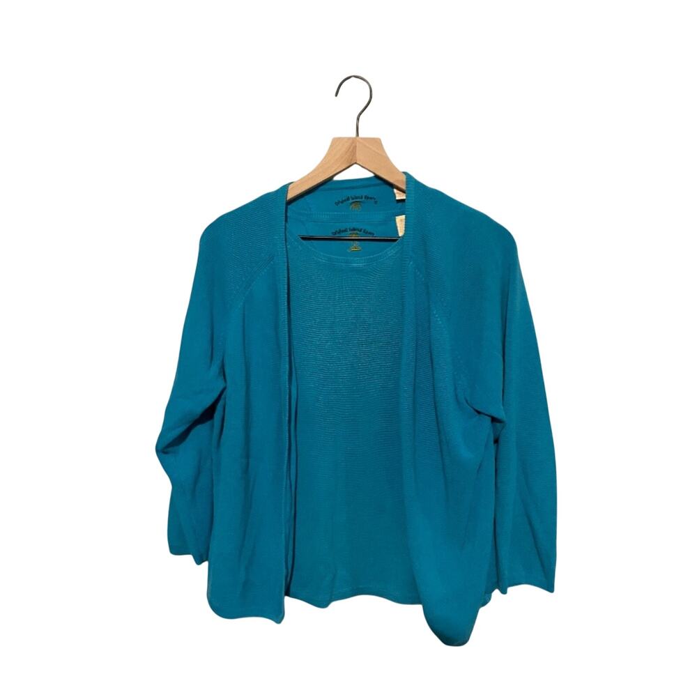 Original island sport women’s XL turquoise Tee and Cardigan